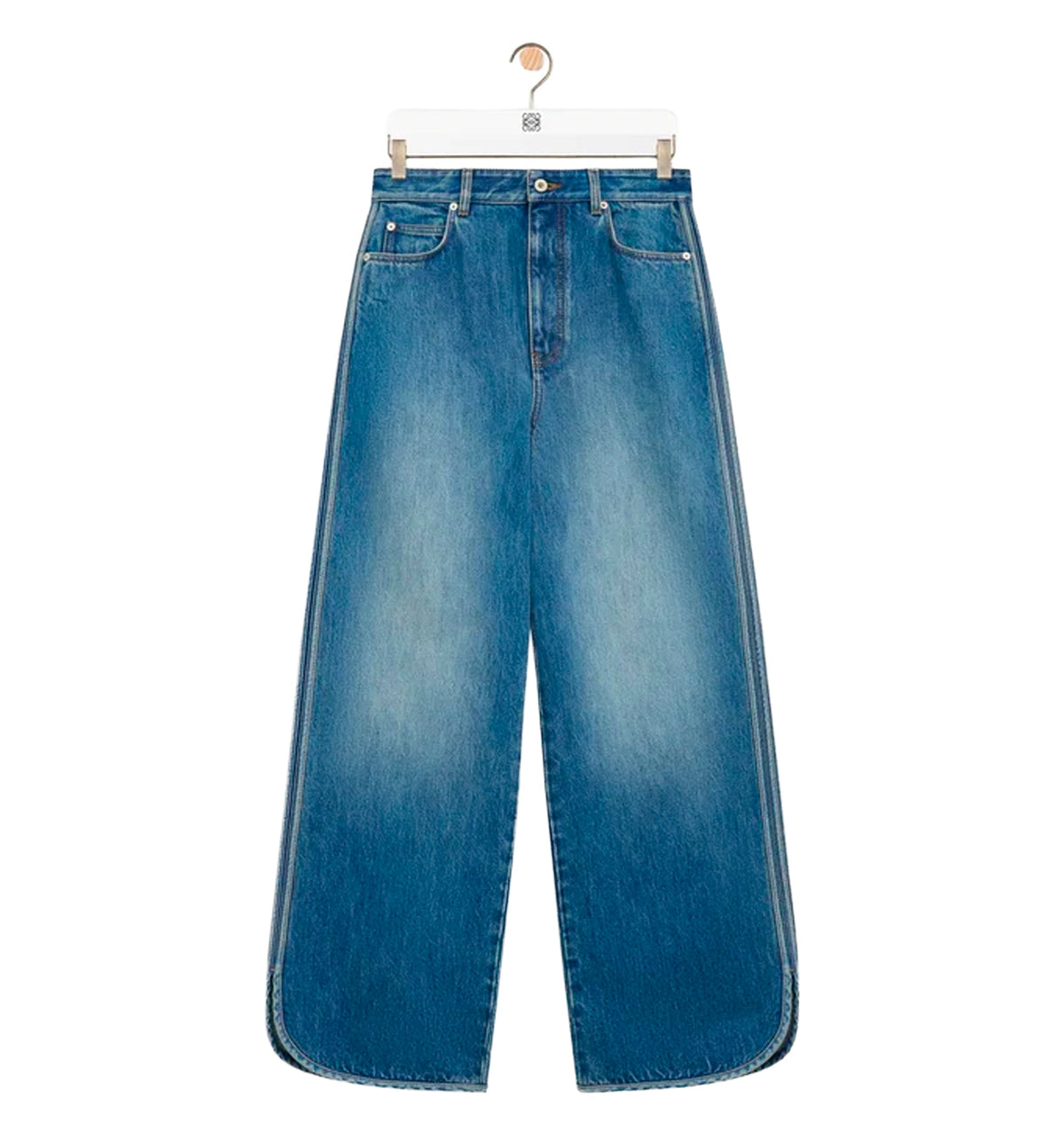Cotton Denim Jeans With Side Piping