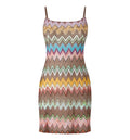 Mini cover-up dress in lamé viscose with macro zigzag pattern