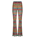 Flared pants in lamé viscose with micro zigzag pattern