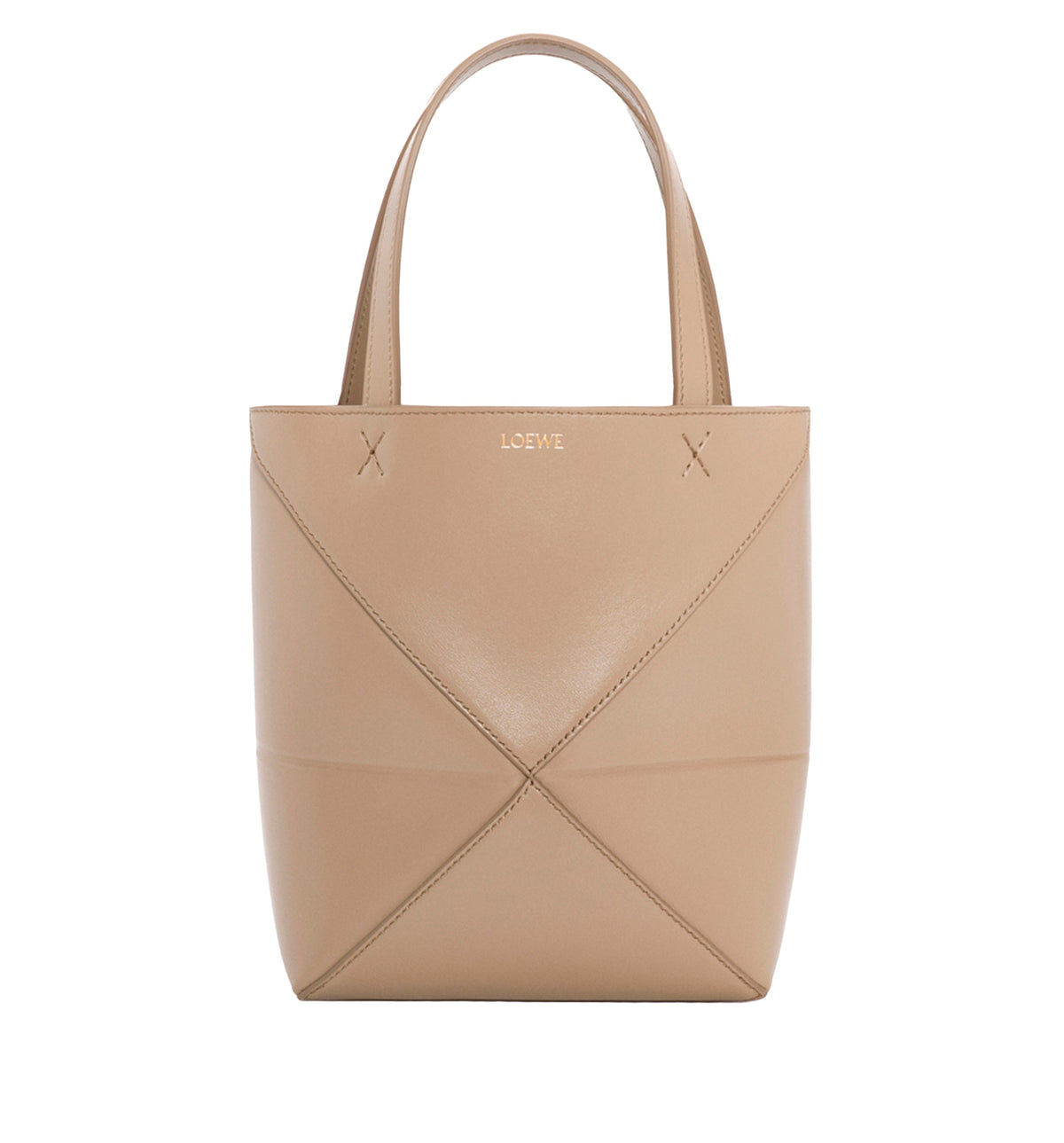 Mini Puzzle Fold tote in shiny calfskin
