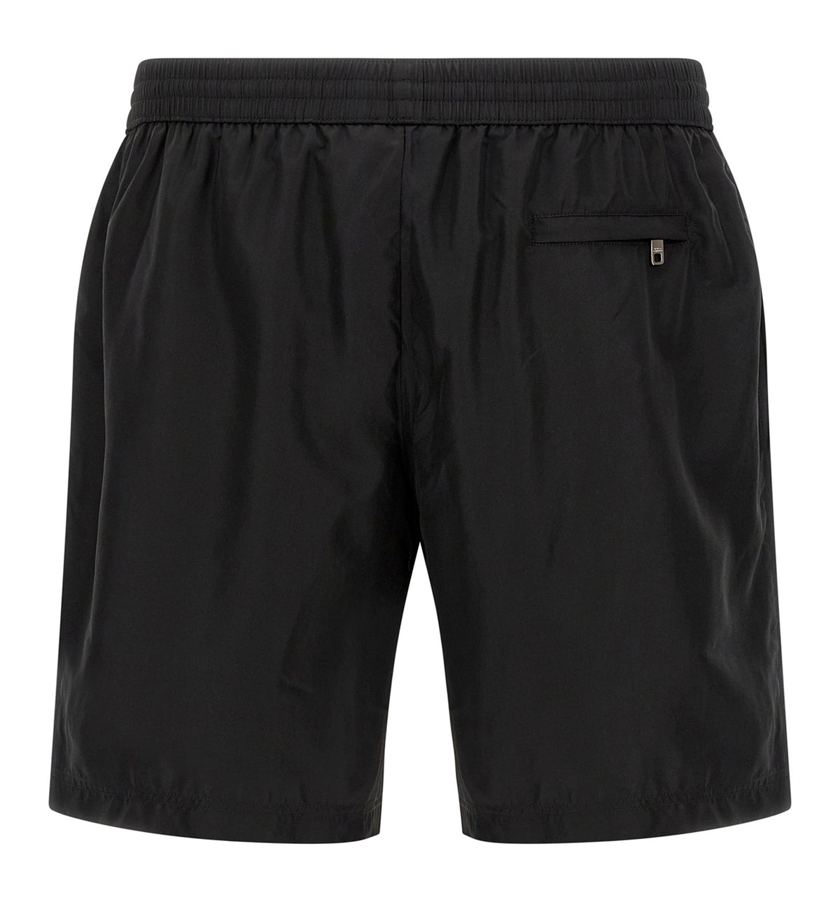 Mid-length swim trunks with tag