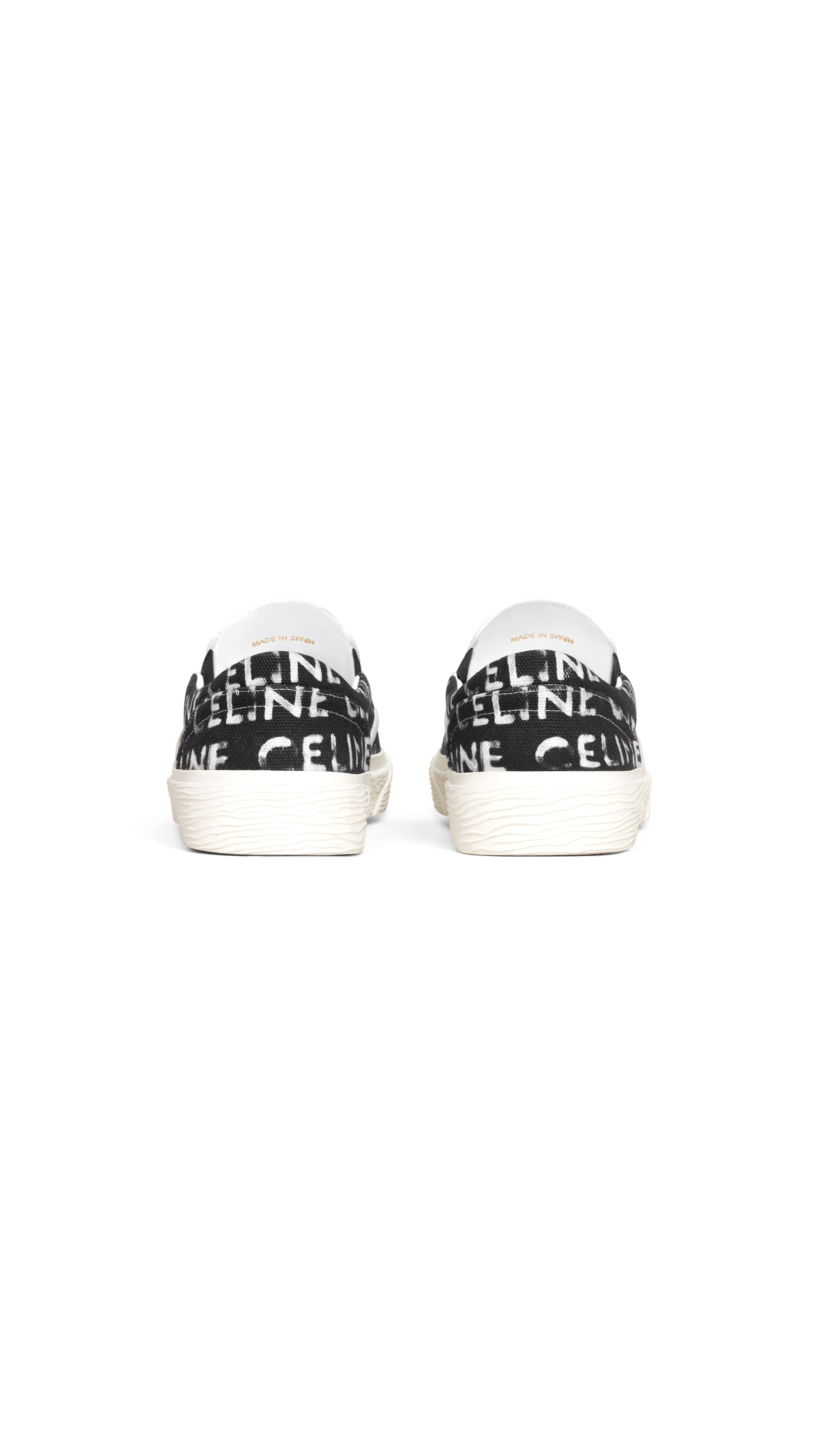 Celine Elliot Slip-on In Celine Printed Canvas - Black/Optic White