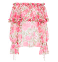 Off-the-shoulder puff-sleeve top in silk mousseline