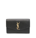 Uptown Chain Wallet In Grain De Poudre Embossed Leather