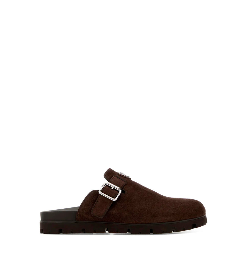 Dark brown suede slippers