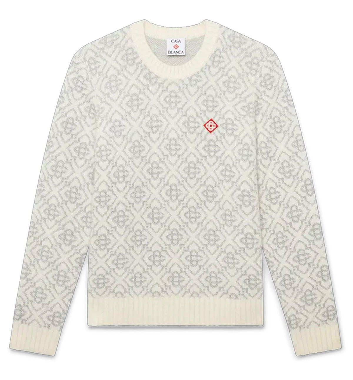 Silver Monogram Mohair Blend Crew Neck