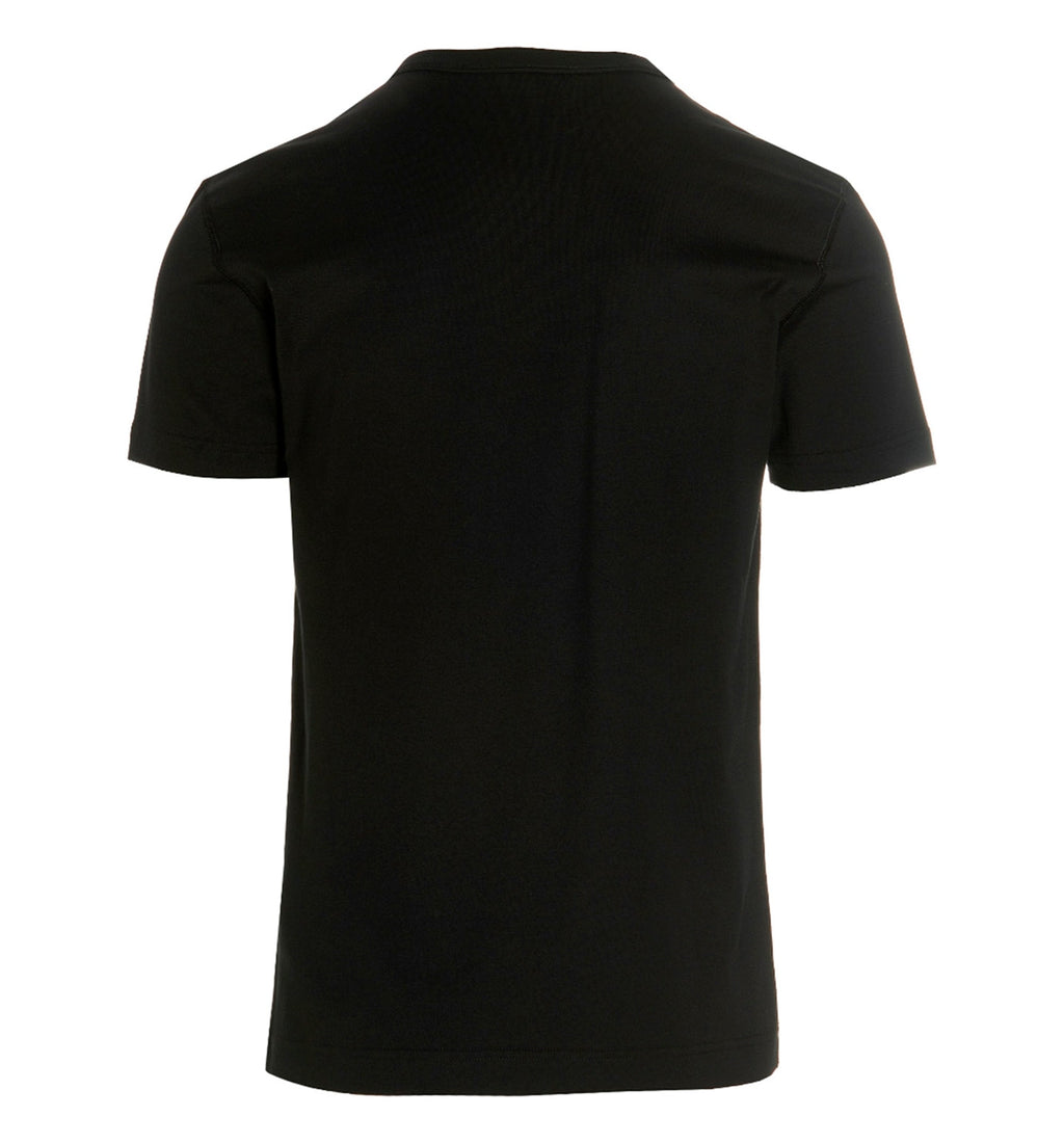 Cotton V-neck T-shirt with branded tag