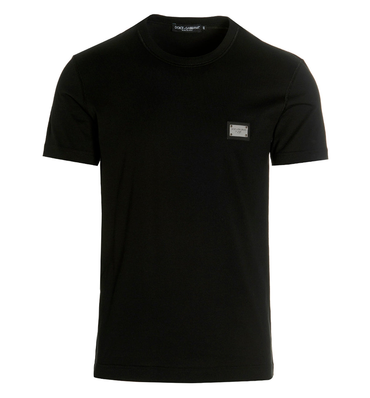 Cotton V-neck T-shirt with branded tag
