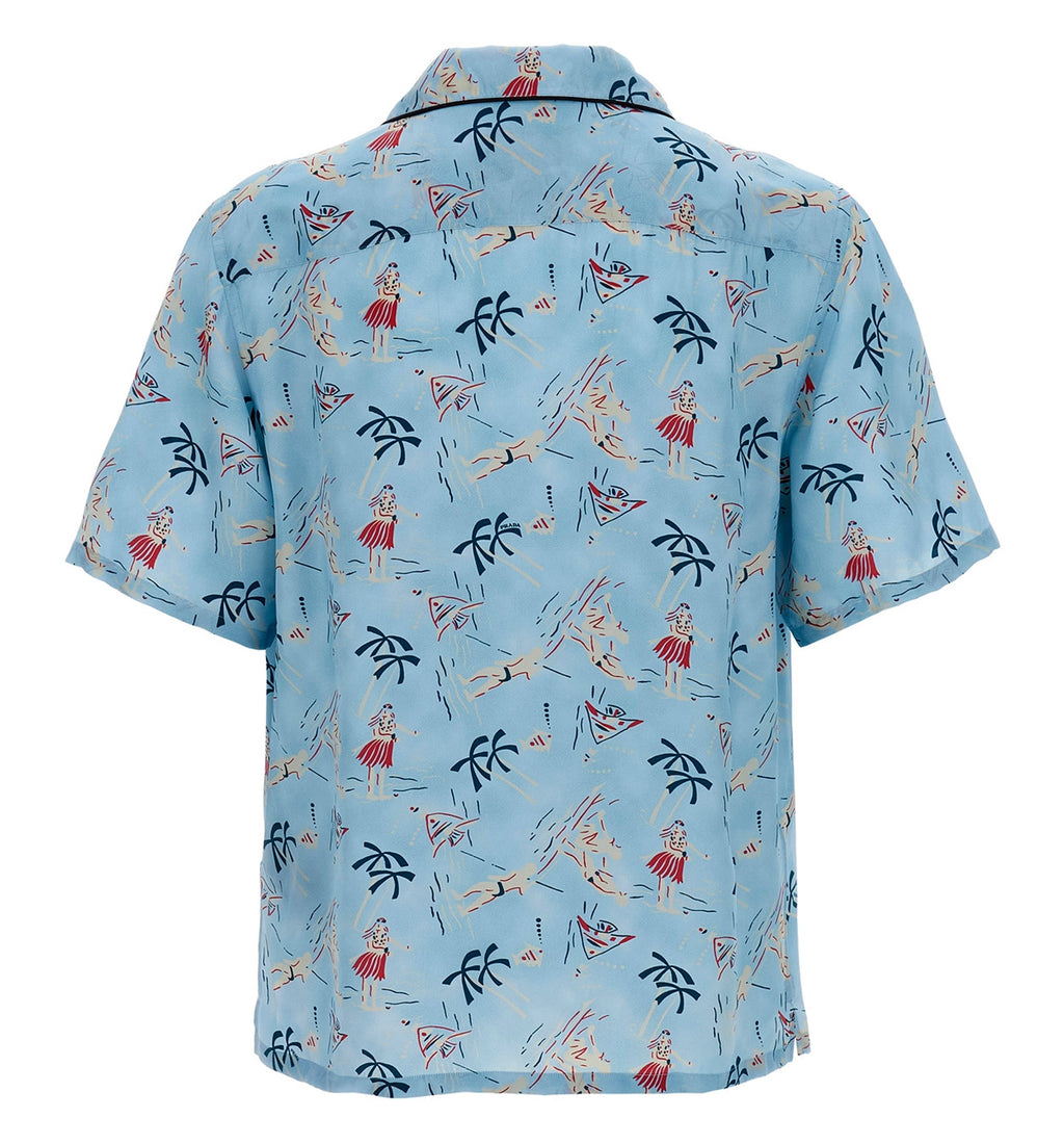 Bowling shirt in printed silk blend