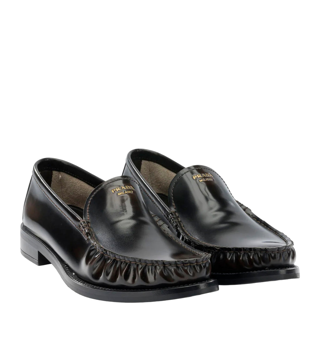 Brushed leather loafers