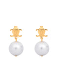 Les Perles Celine Earrings In Brass With Gold Finish And Resin Pearls