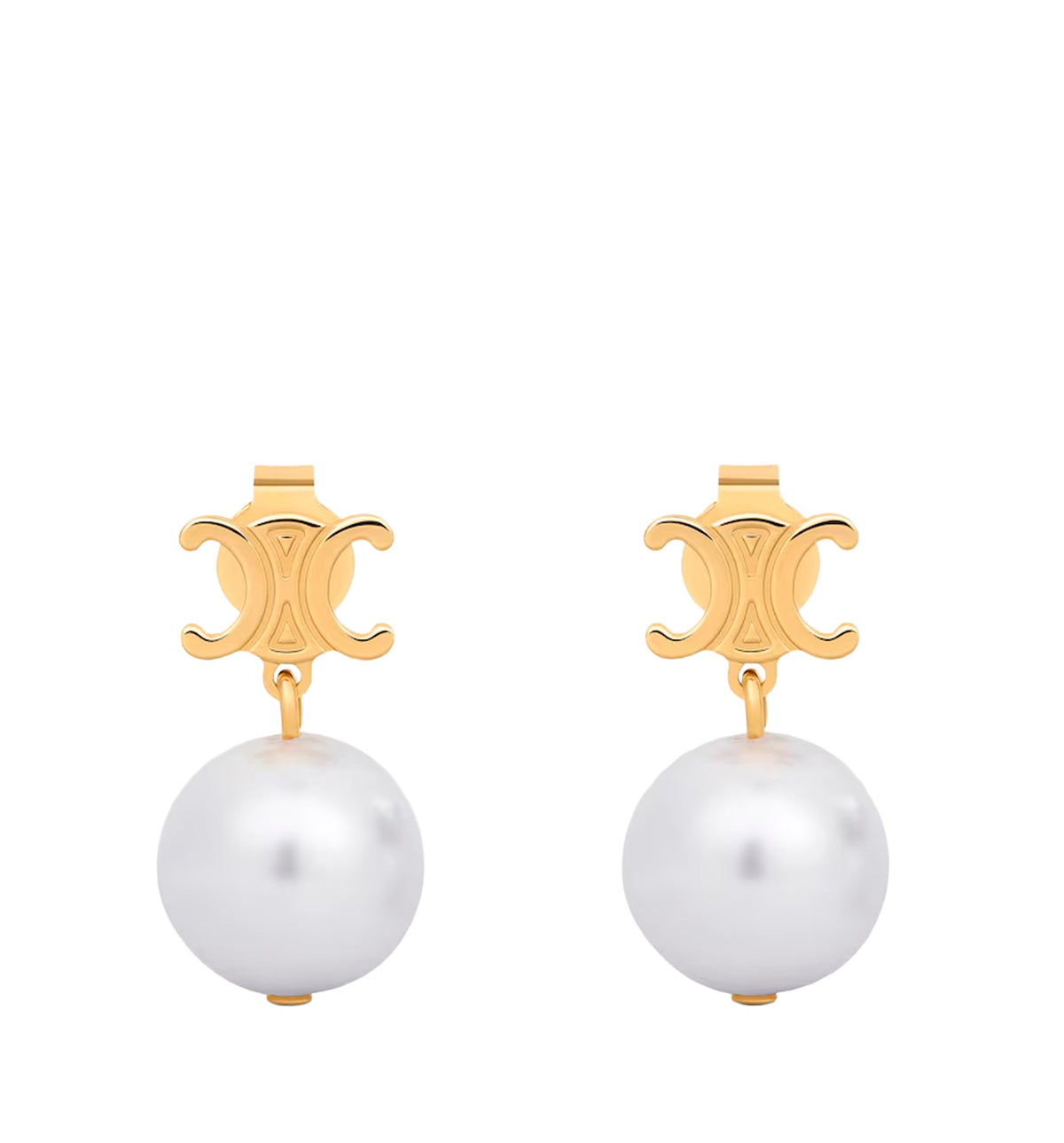 Les Perles Celine Earrings In Brass With Gold Finish And Resin Pearls