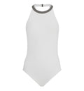 Techno-jersey bathing suit with precious collar
