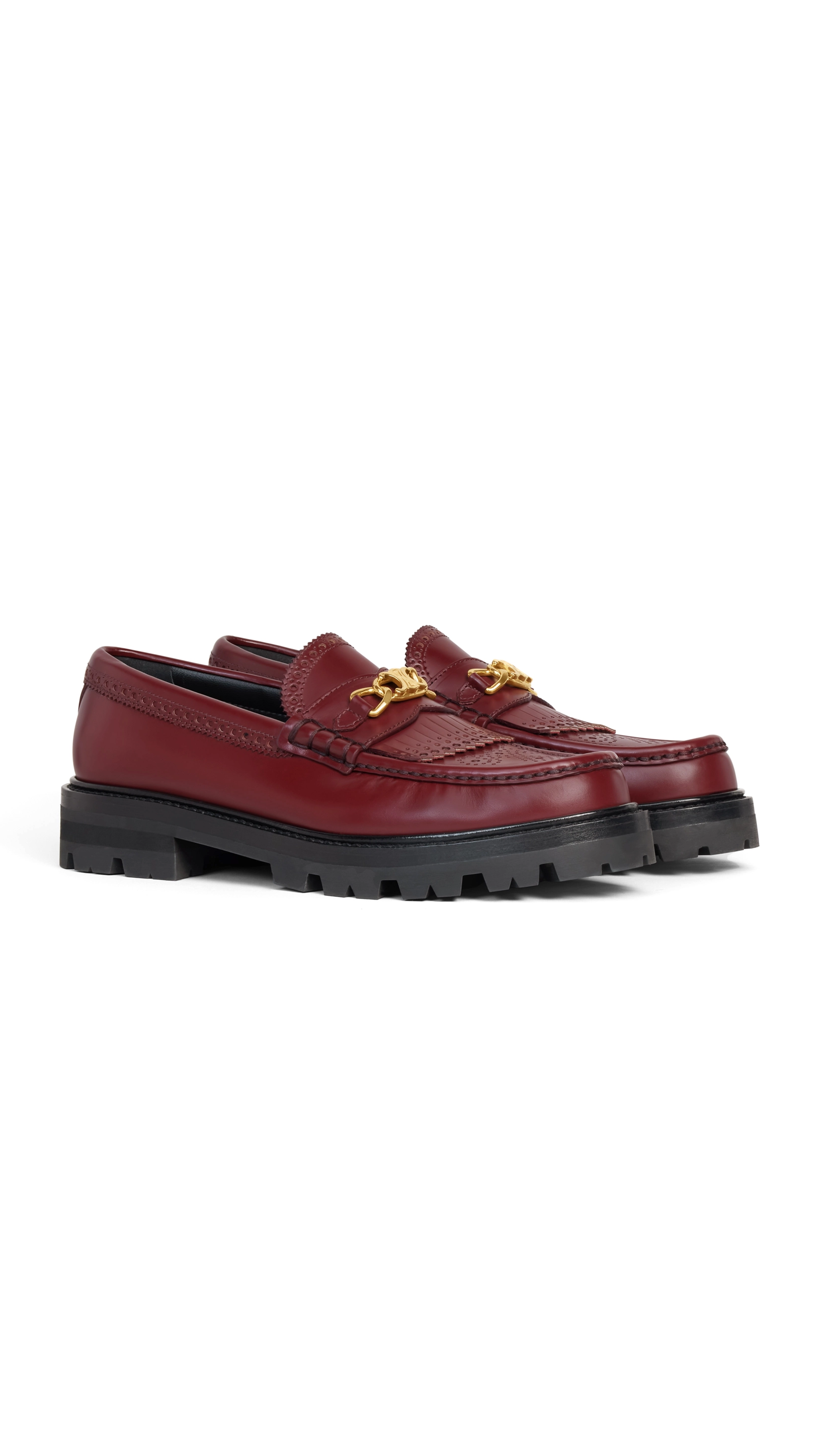 Margaret Loafer with Triomphe Chain and Brogue Details in Bull - Light Burgundy