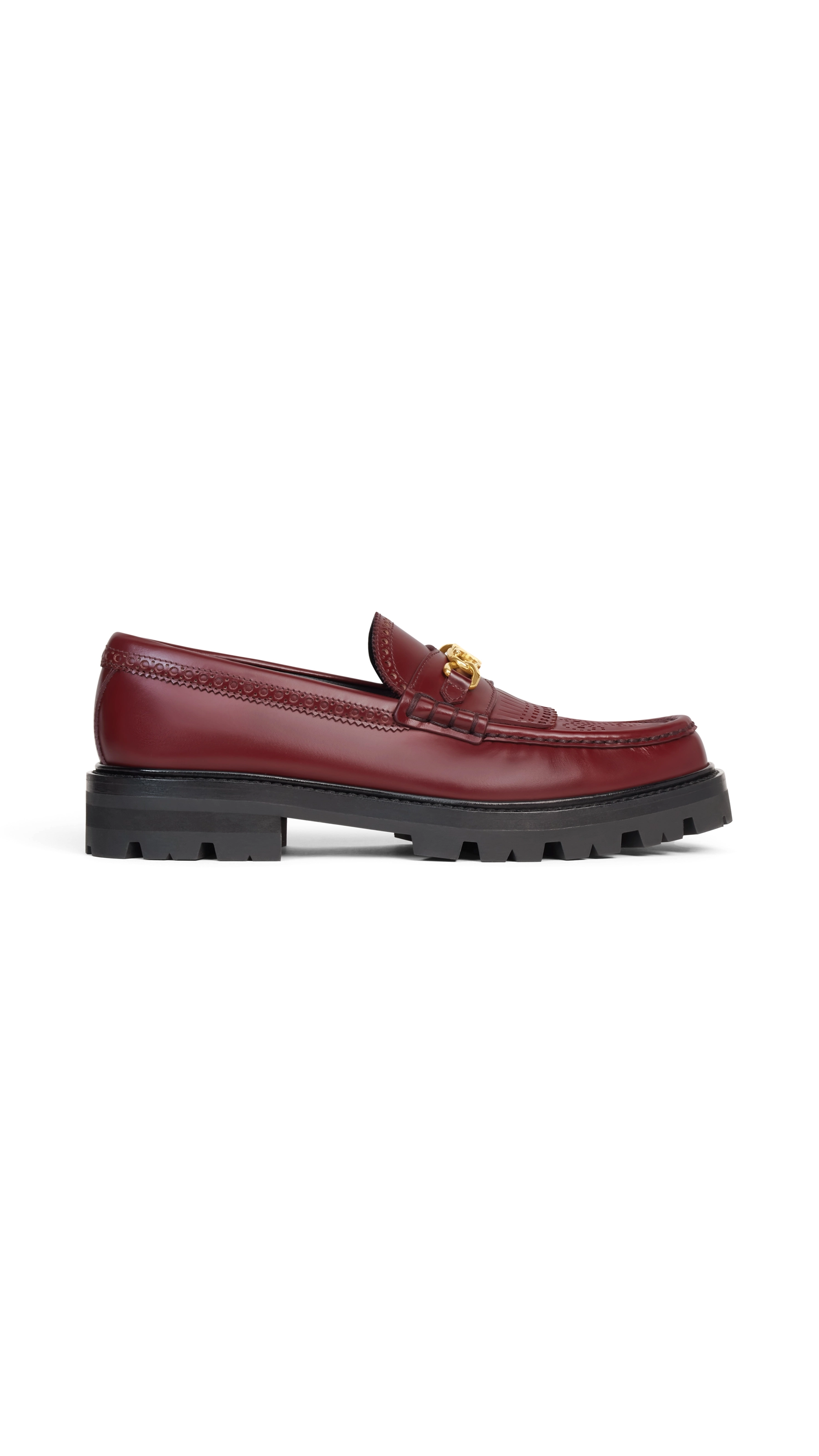 Margaret Loafer with Triomphe Chain and Brogue Details in Bull - Light Burgundy