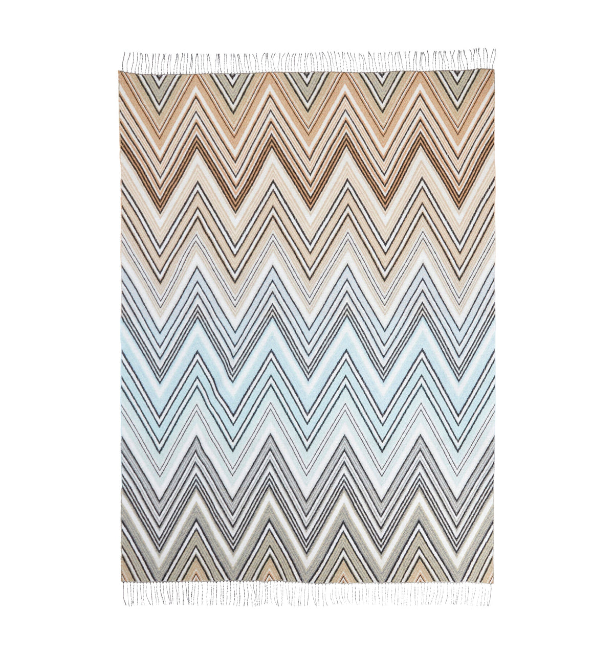 Plume plaid blanket 130x190 cm chevron wool blend with fringes