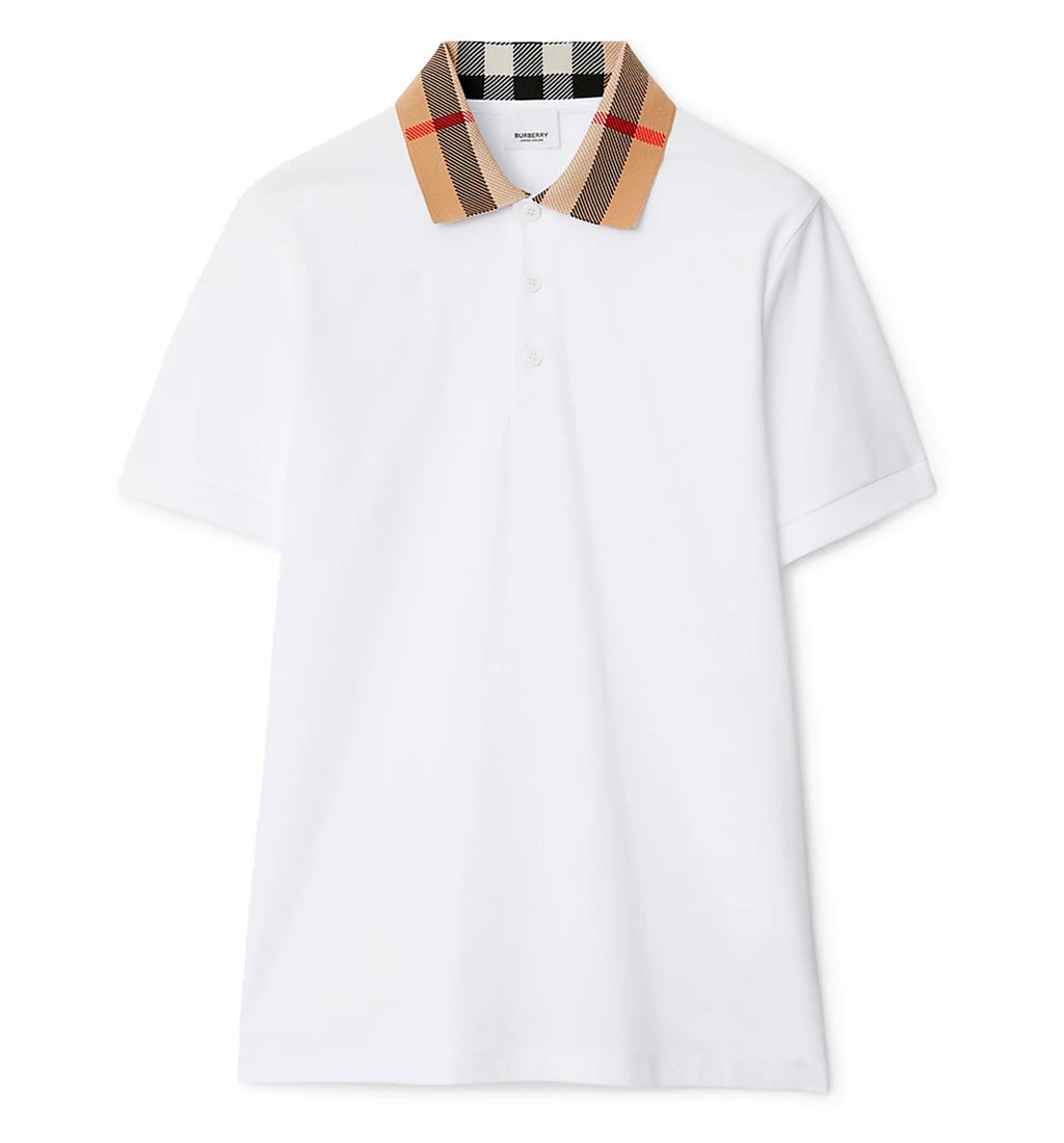 Check Collar Cotton Polo Shirt