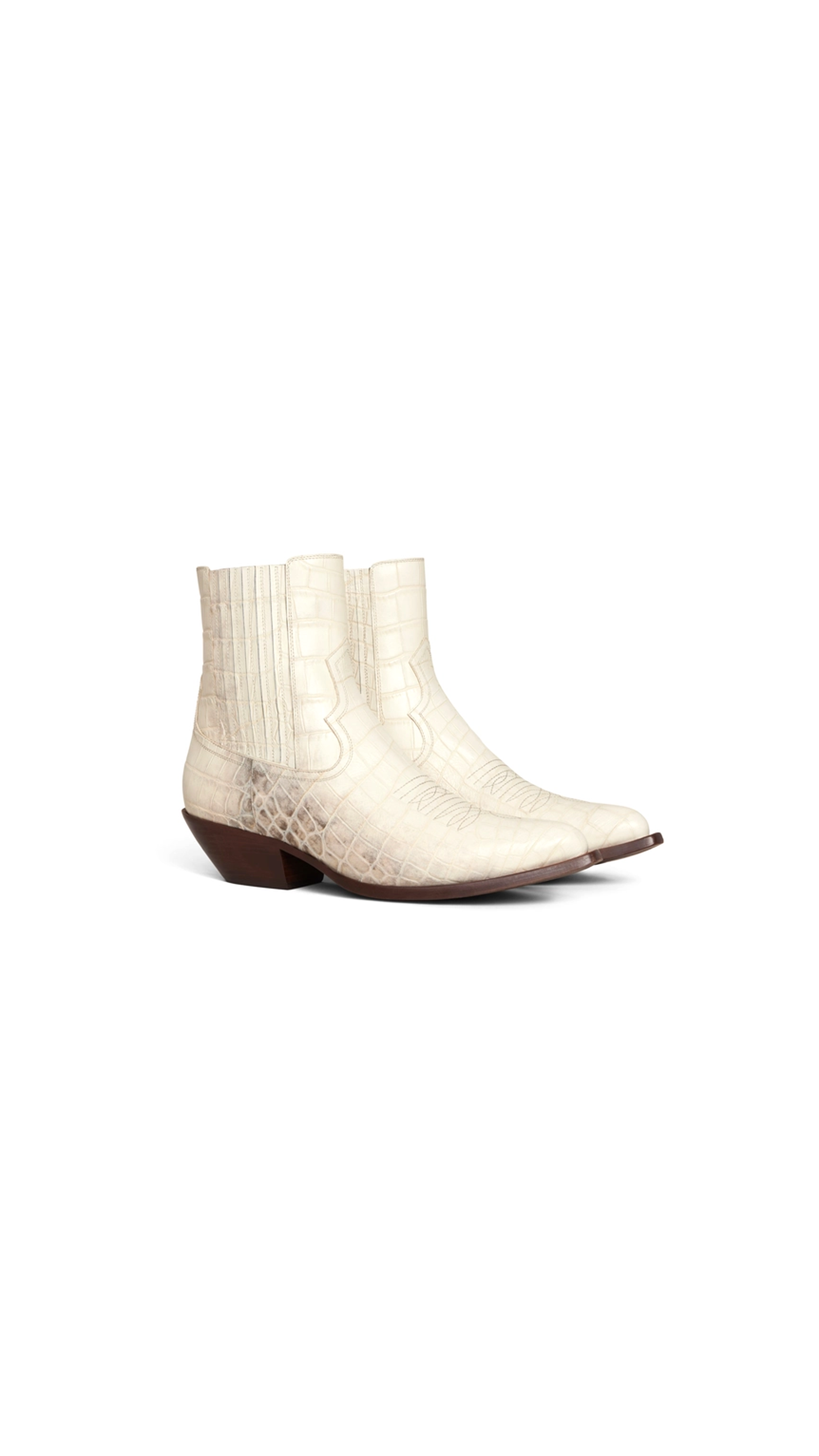 Celine Leon Chelsea Boot In Crocodile Stamped Calfskin - Natural