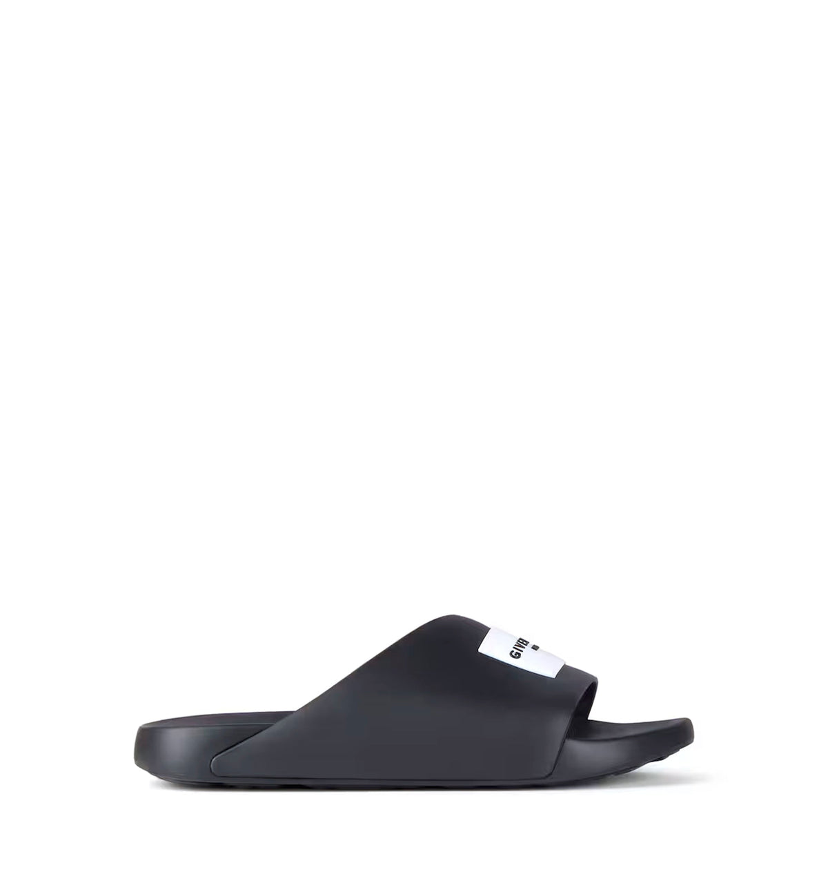 Label Slide mules in rubber