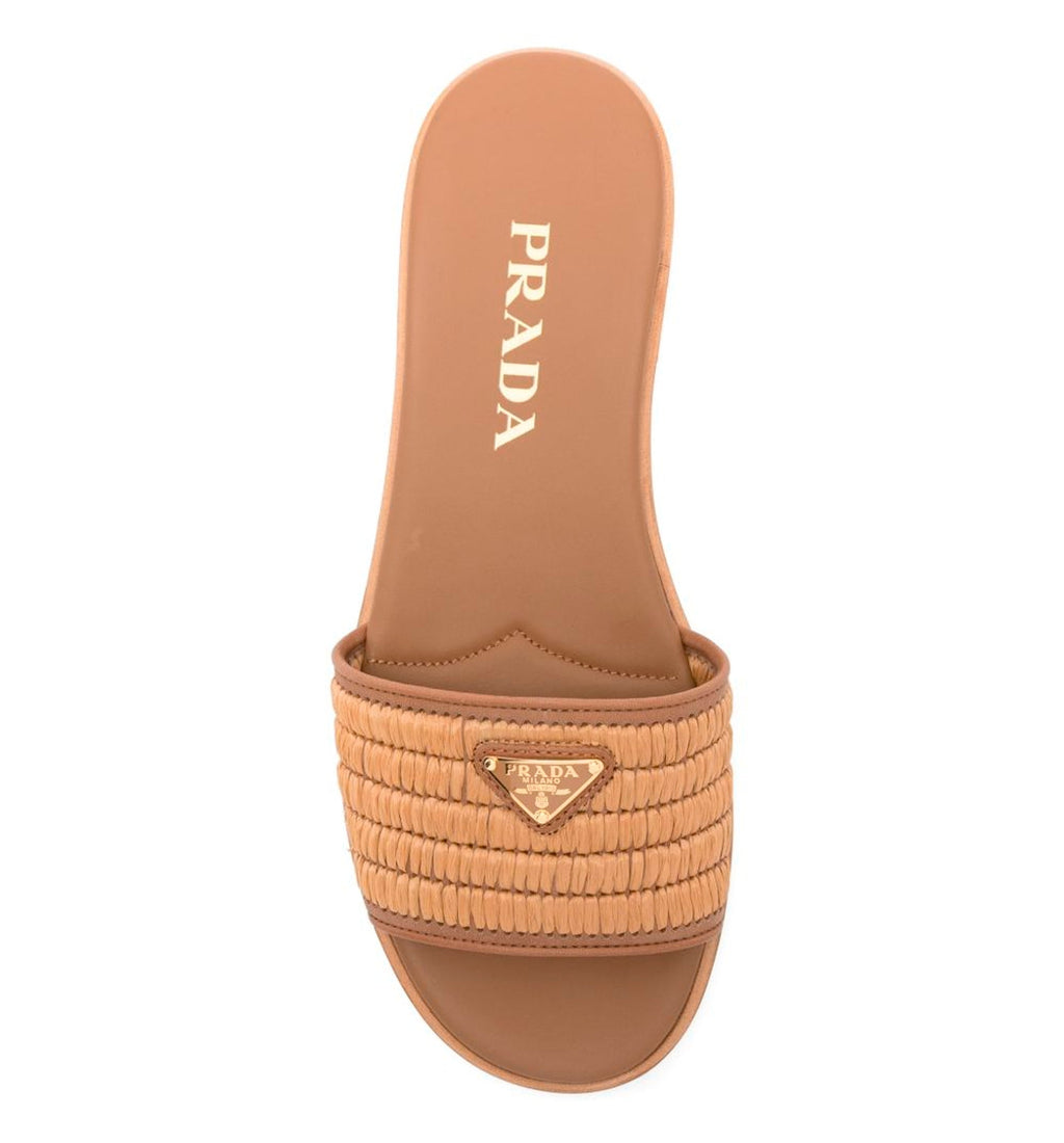 Leather and crochet slides