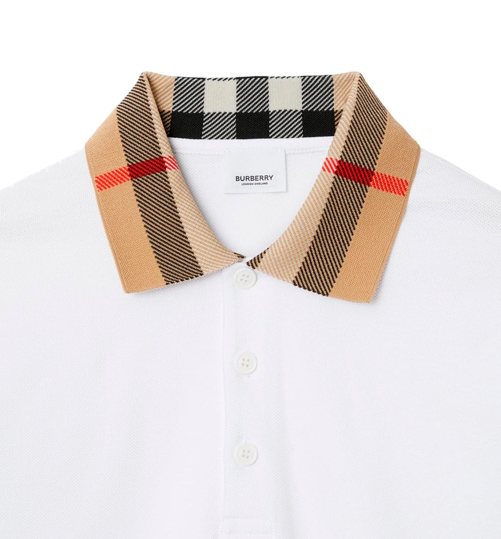 Check Collar Cotton Polo Shirt