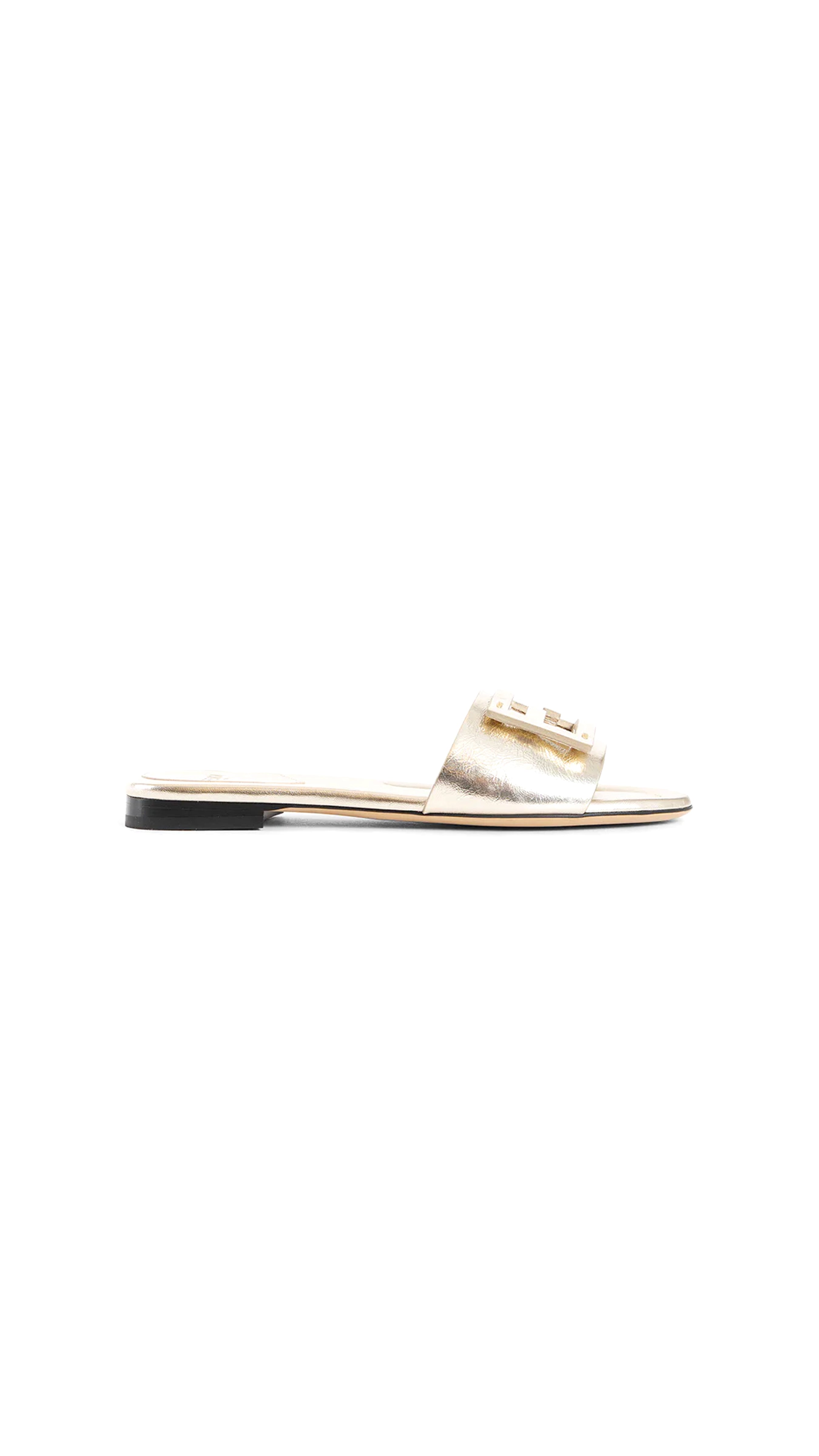 Baguette Nappa Leather Slides - Gold