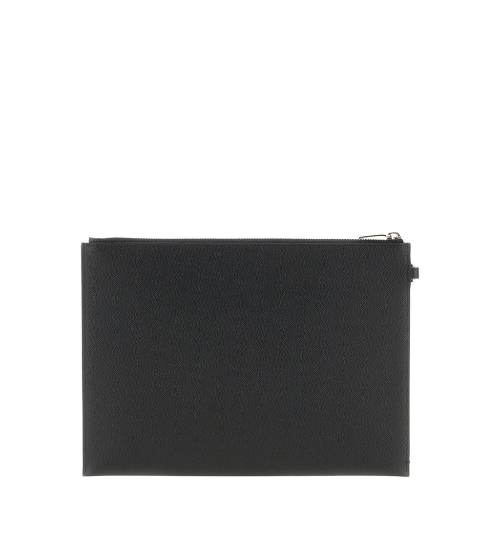 Saint Laurent Paris Zipped Tablet Holder In Grain De Poudre-leather