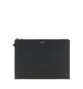 Saint Laurent Paris Zipped Tablet Holder In Grain De Poudre-leather
