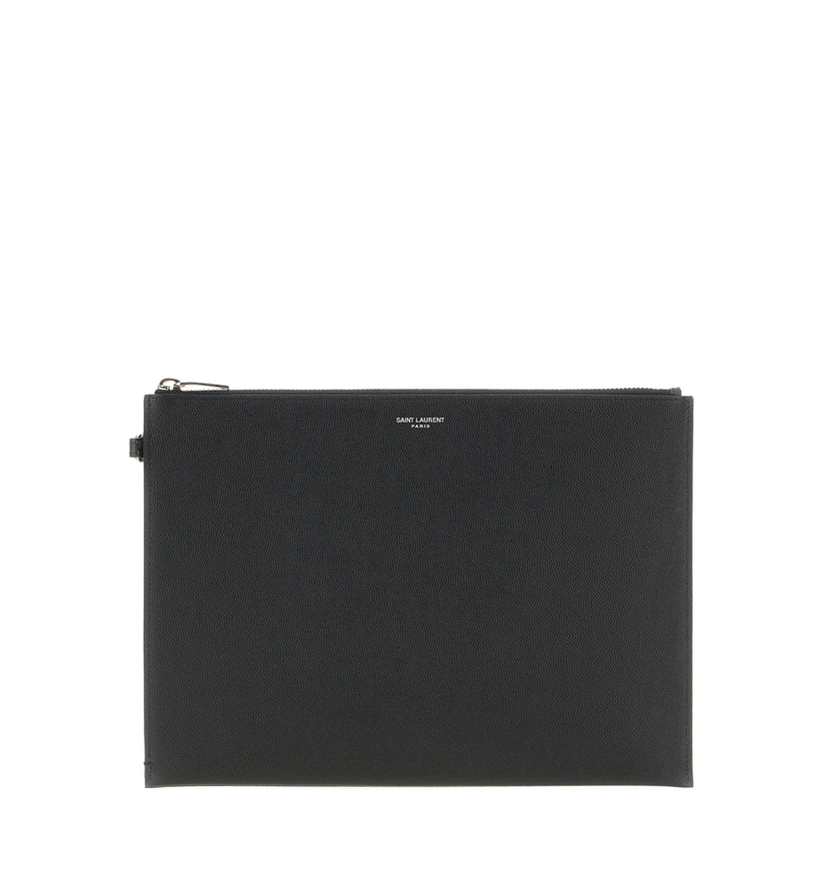 Saint Laurent Paris Zipped Tablet Holder In Grain De Poudre-leather