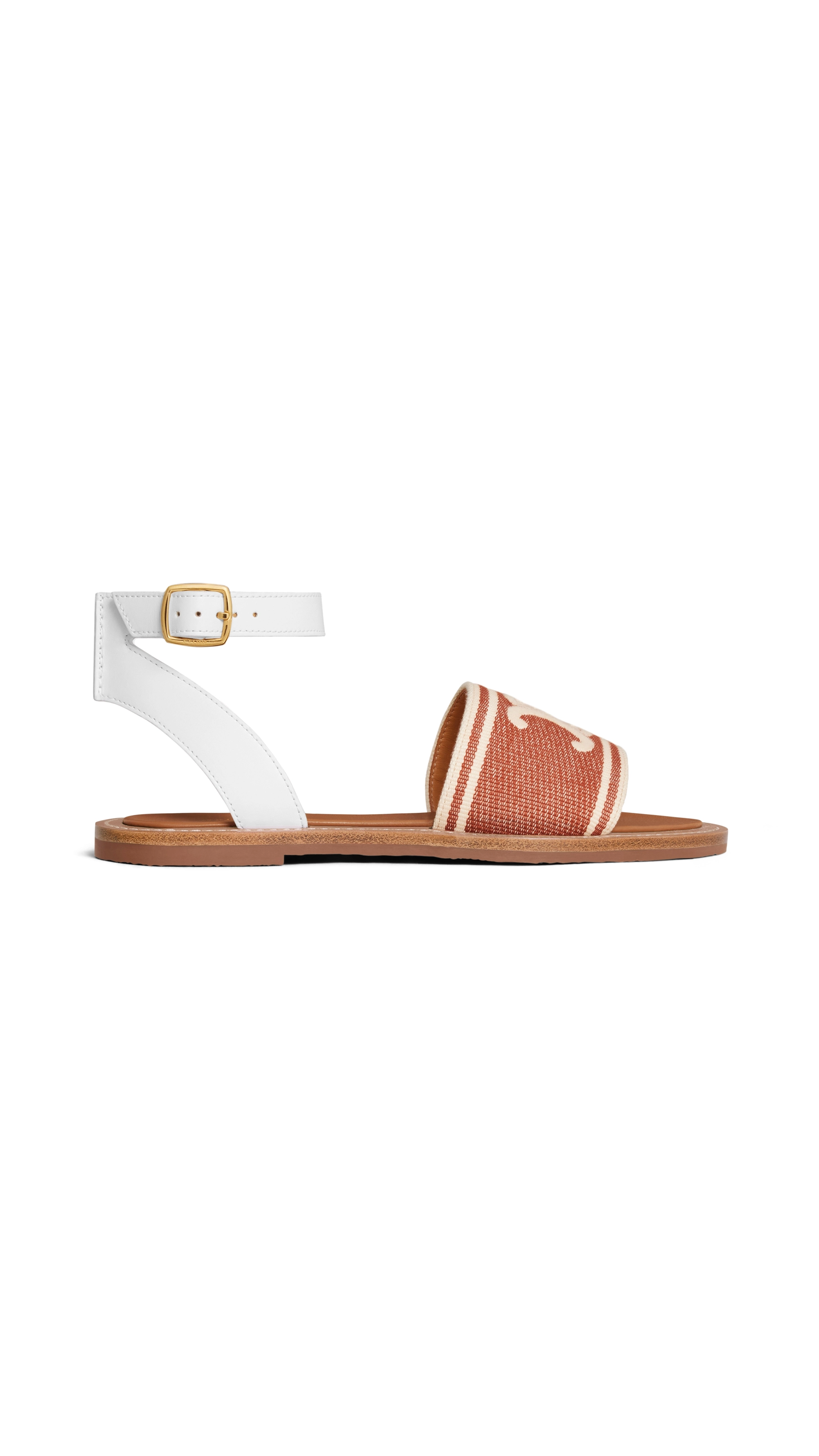 Lympia Sandal in Triomphe Jacquard Canvas & Calfskin - Rust/White