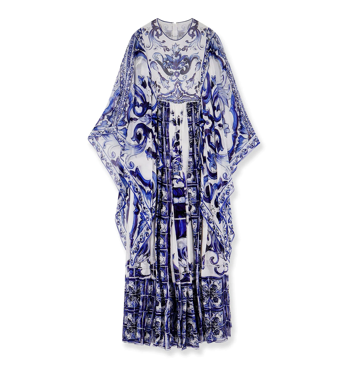 Silk Long Dress With Maiolica Print