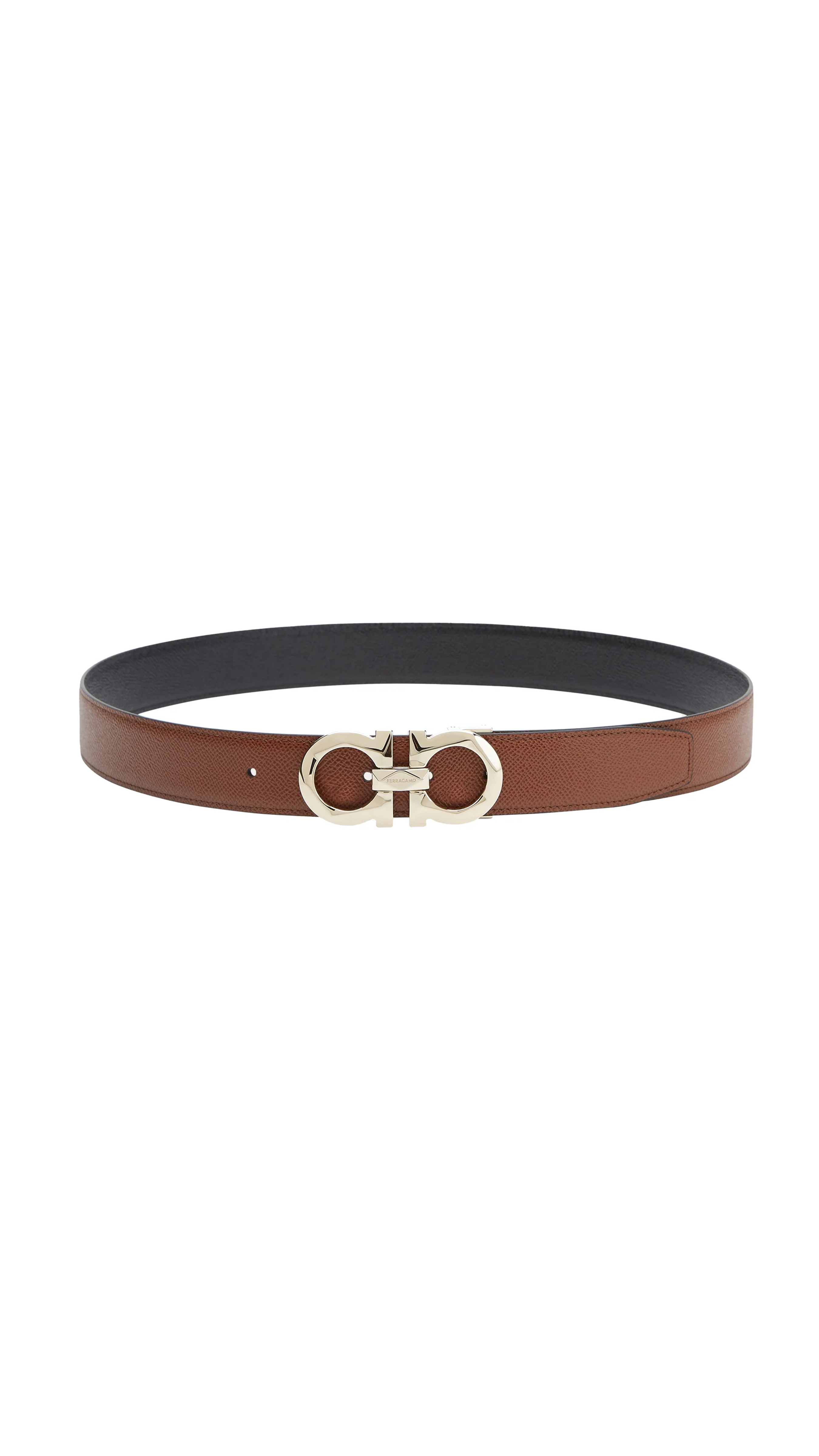 Reversible and Adjustable Gancini Belt - Briar/Black