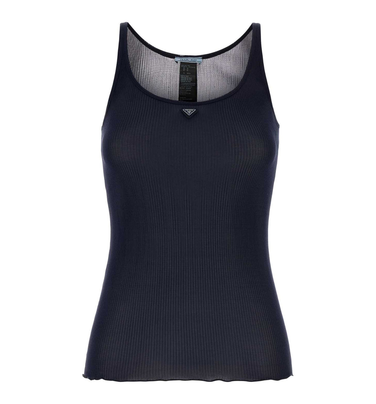 Ribbed knit silk tank top