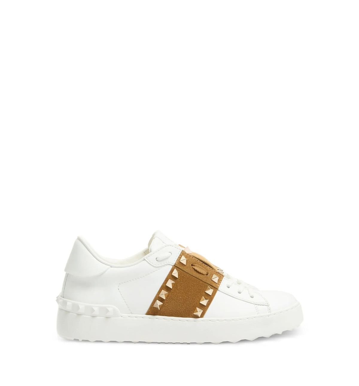 Rockstud Untitled Sneaker in Calfskin with Suede Band