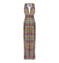 Jumpsuit In Lamé Viscose With Micro Zigzag Pattern And V-Neckline