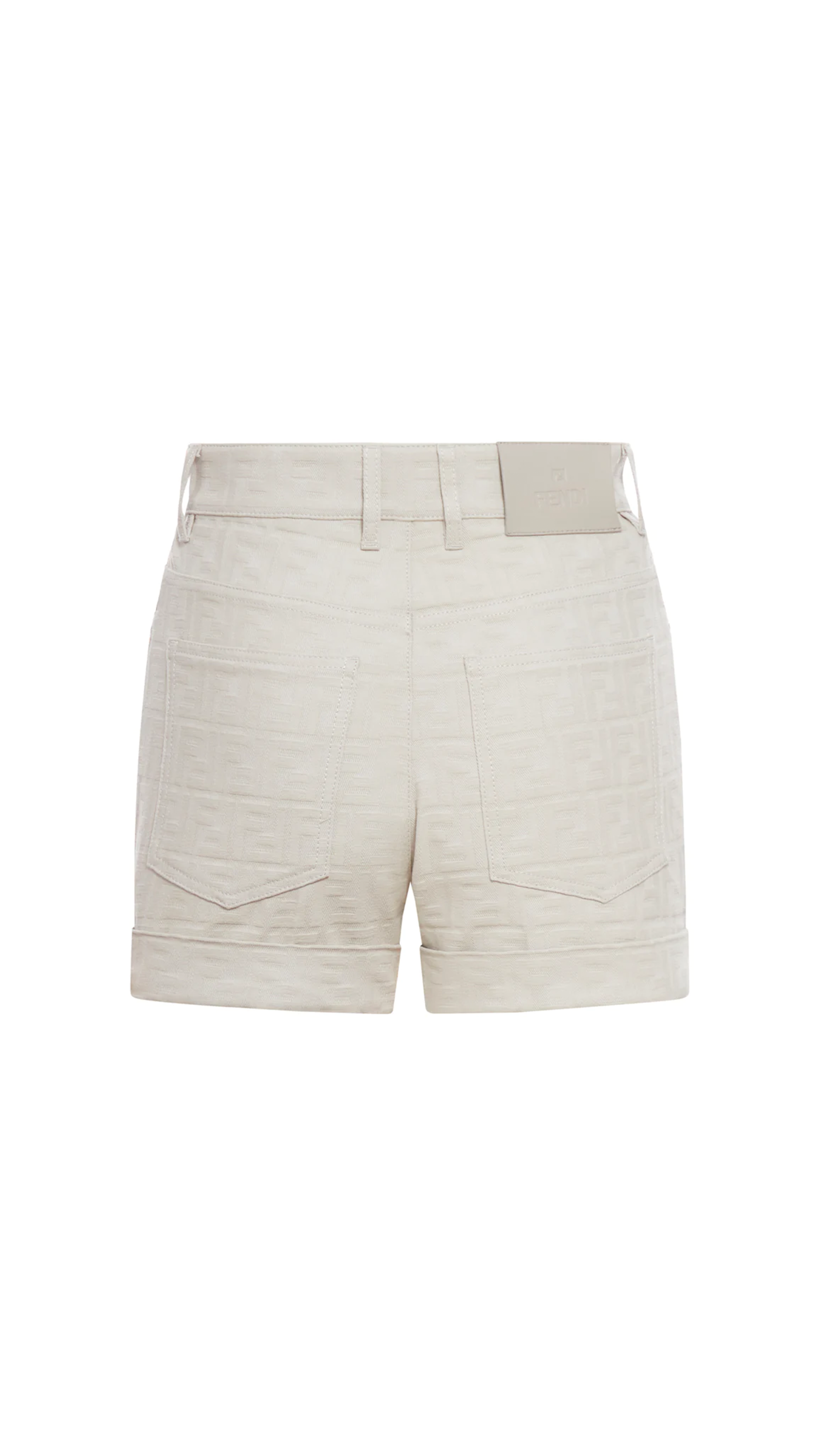 FF Jacquard Denim Shorts - White