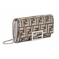 Laminated FF Baguette Continental Wallet with Chain - Brown
