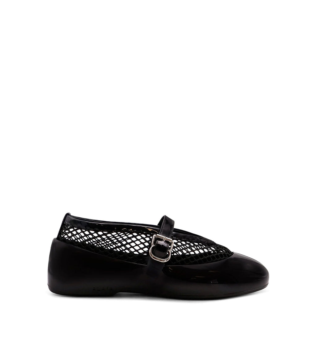Ballet Flats in Fishnet & Rubber Overshoes
