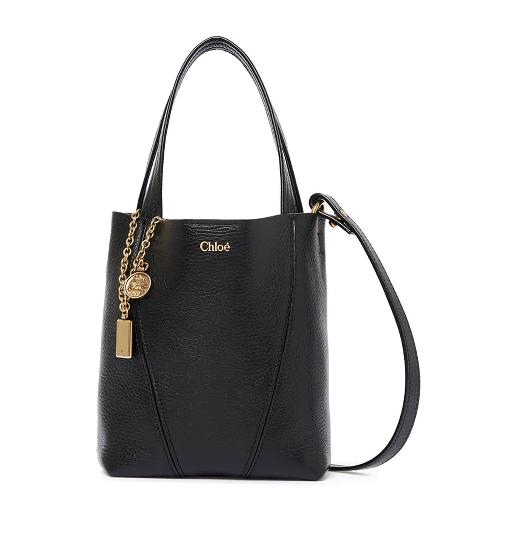 Small Chloé Spin Tote Bag In Grained Leather