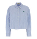 Striped Cropped Cotton Poplin Shirt
