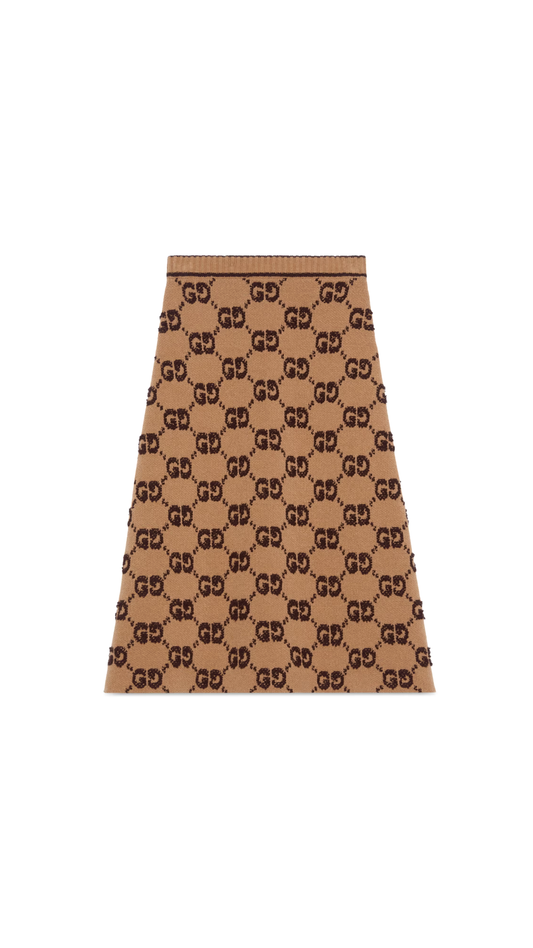 GG Wool Bouclé Jacquard Skirt - Camel/Brown