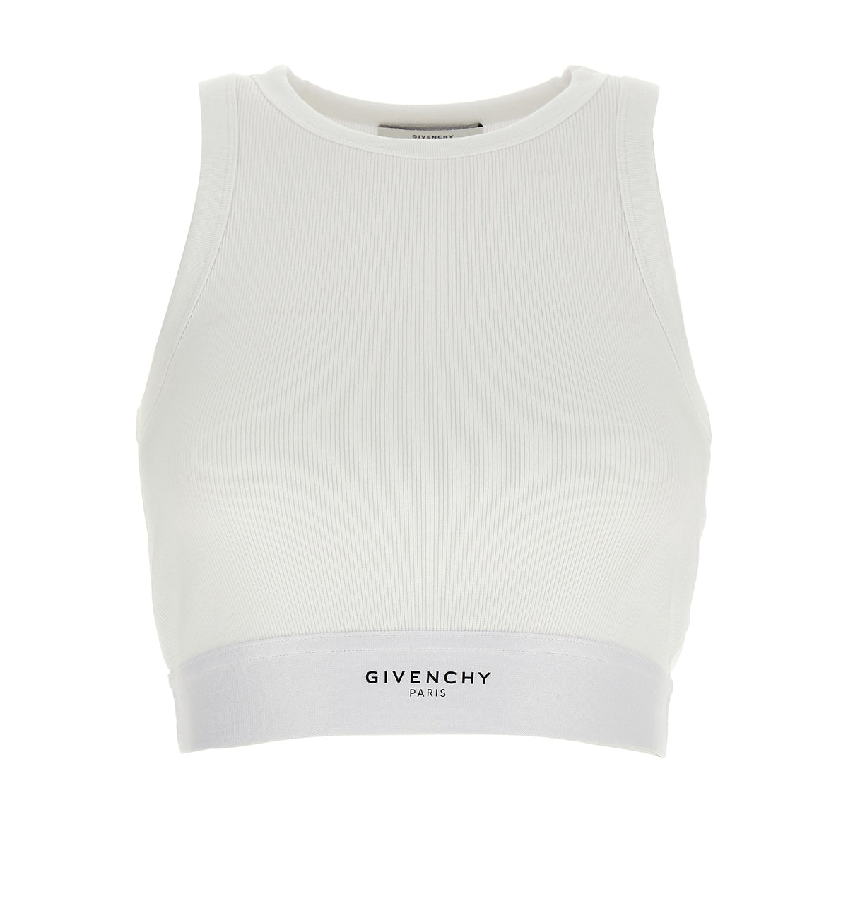 Cropped Tank Top In Cotton With Givenchy Band