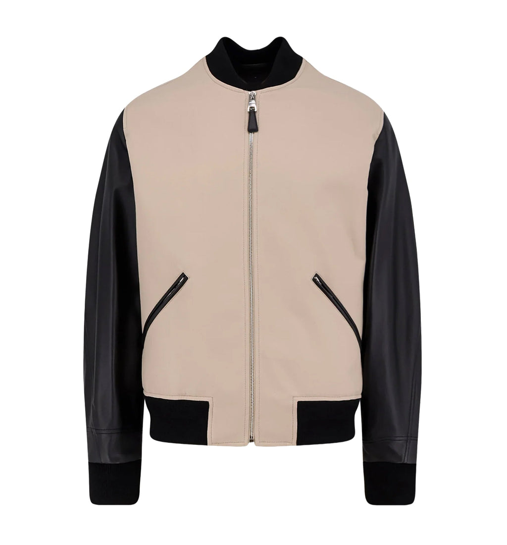Cotton Jacket With Leather Sleeves