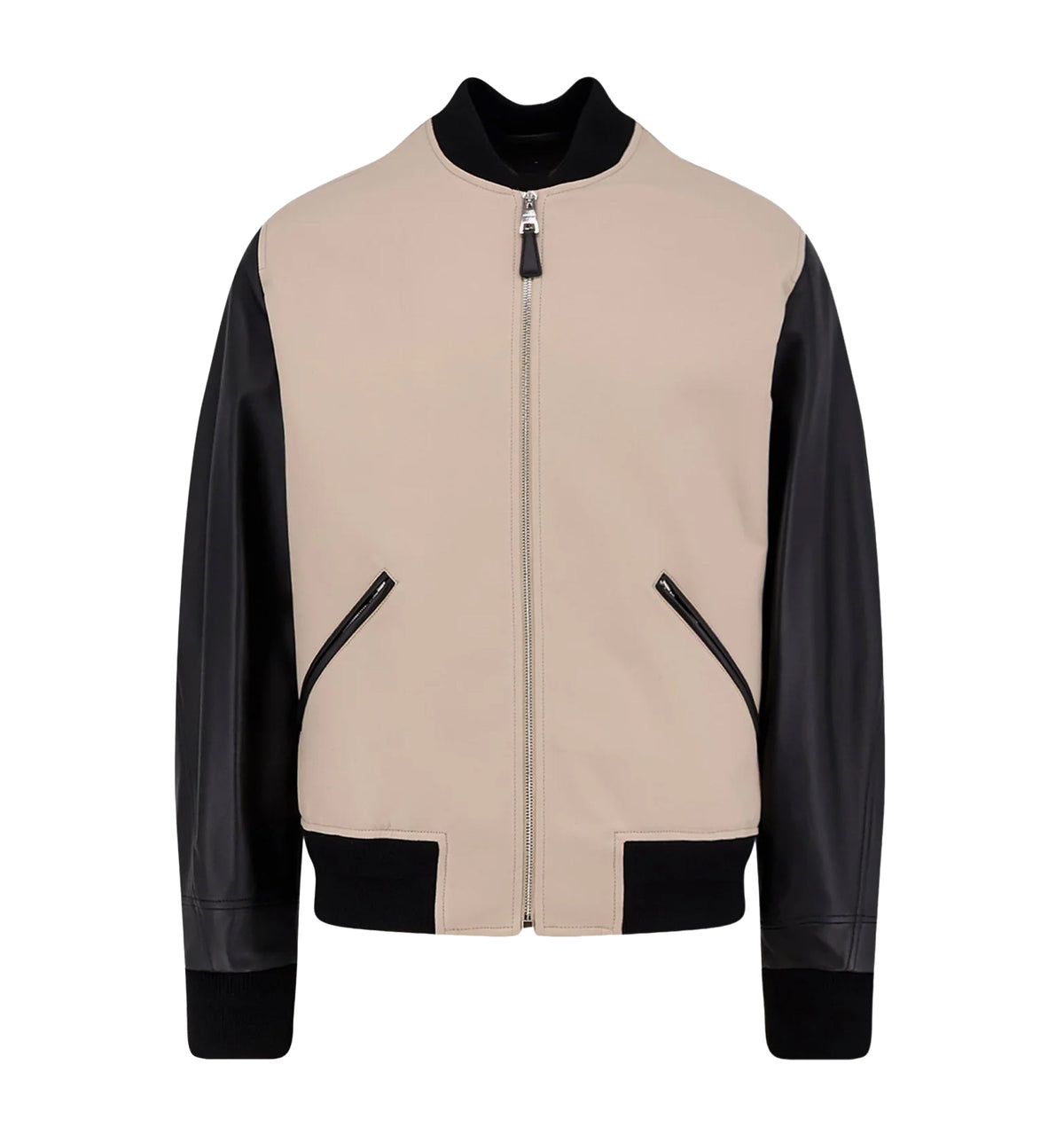 Cotton Jacket With Leather Sleeves