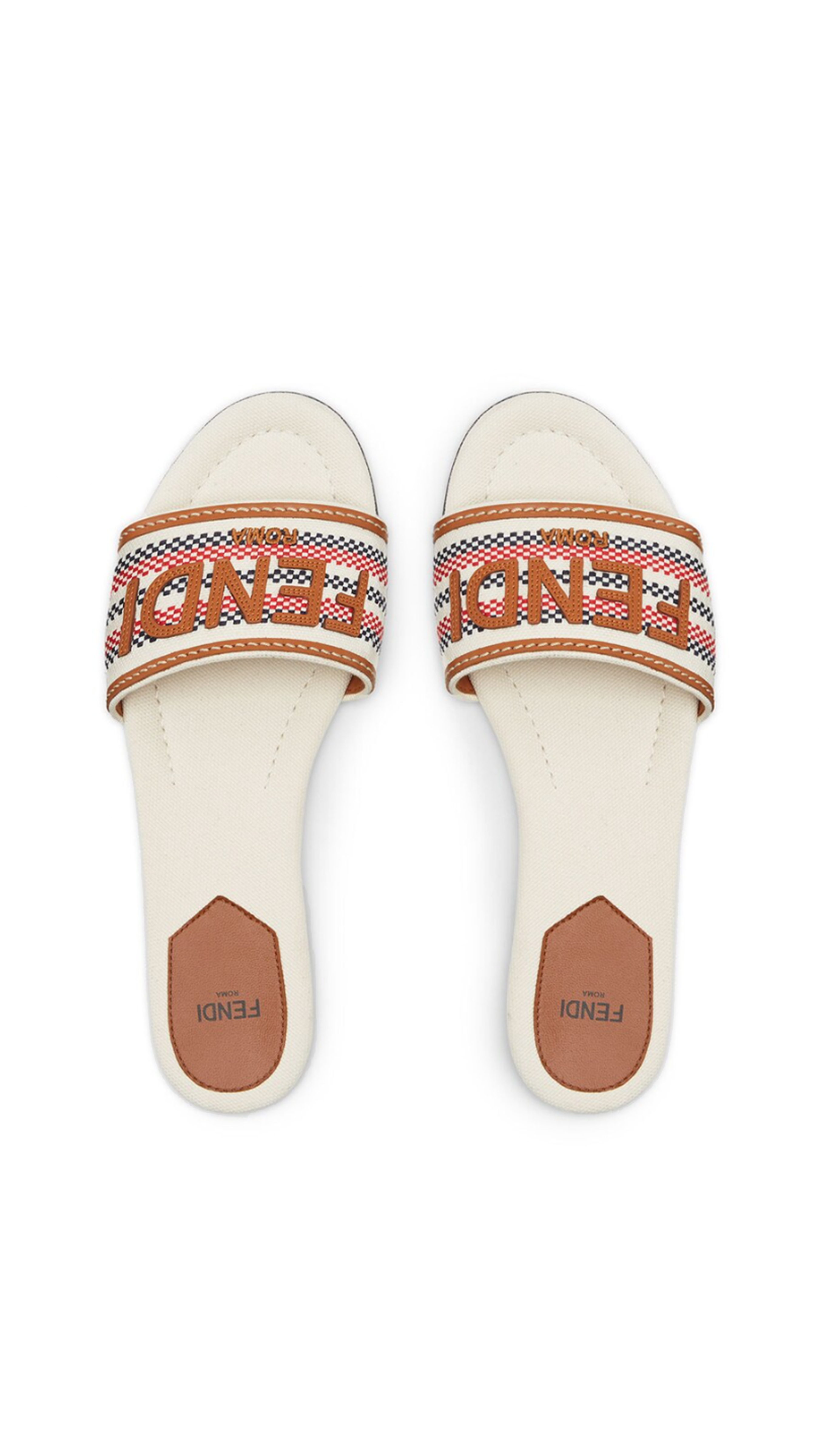 Signature Canvas and Leather Slide - Beige/Multi