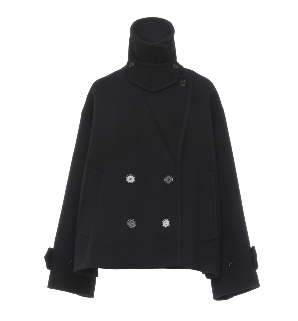 Oversized short coat in wool
