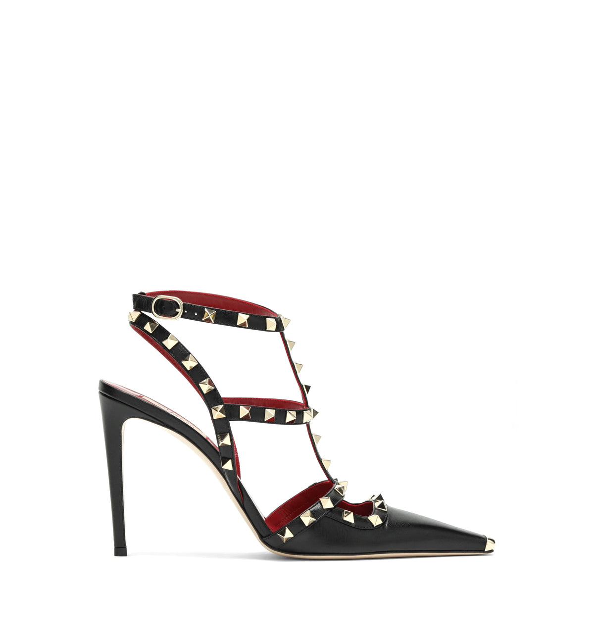Rockstud Pointed Toe Ankle-Strap Pumps