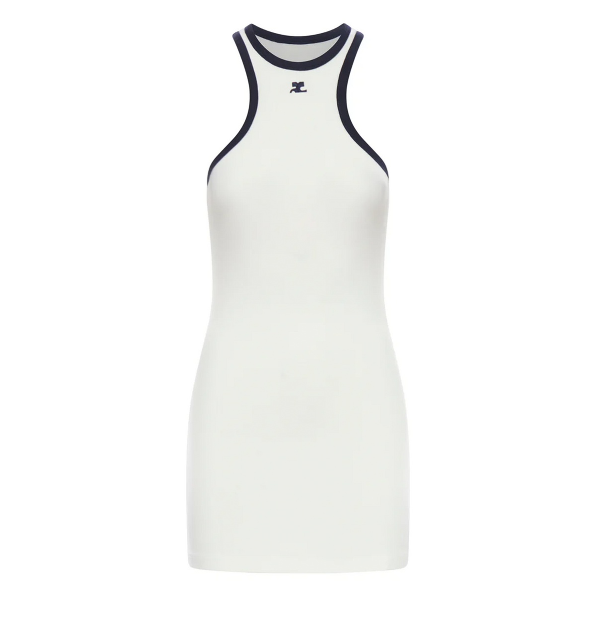 Scuba Cotton Mini Dress - White/Navy