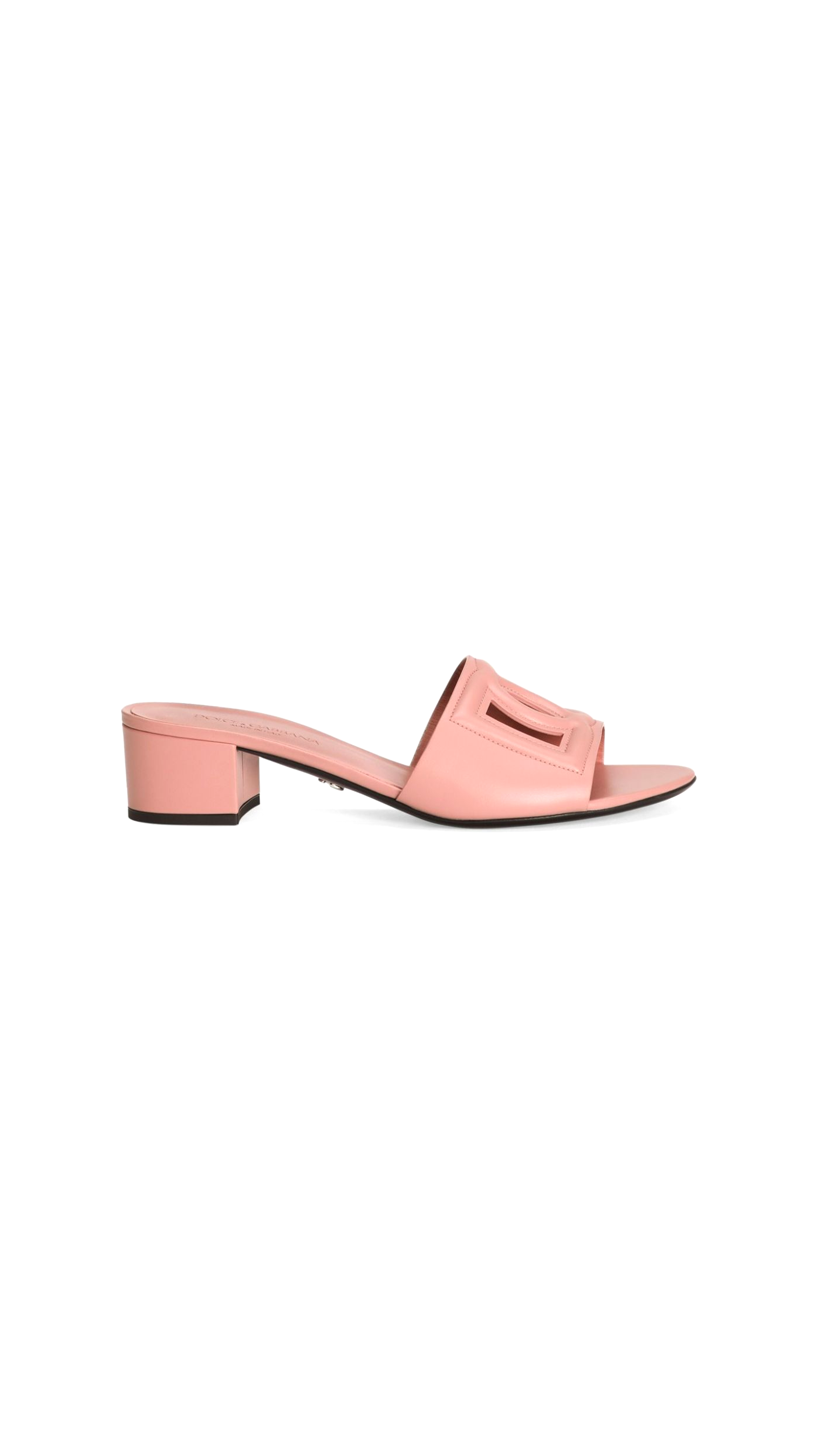 Calfskin Sliders with DG Logo - Pink