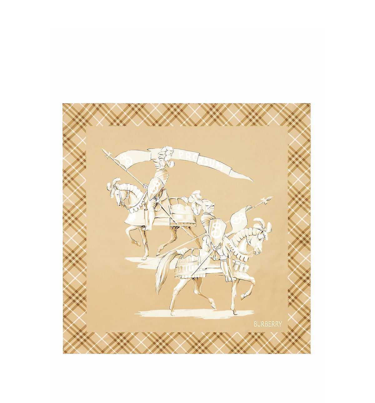 Horseman Print Silk Square Scarf